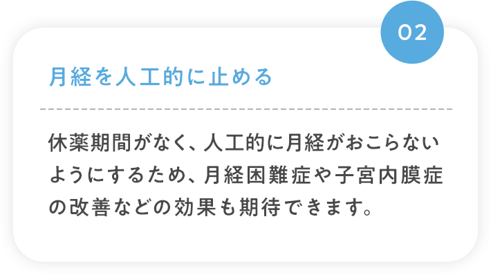 02 月経を人工的に止める