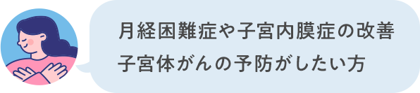 月経困難症や子宮内膜症の改善子宮体がんの予防がしたい方