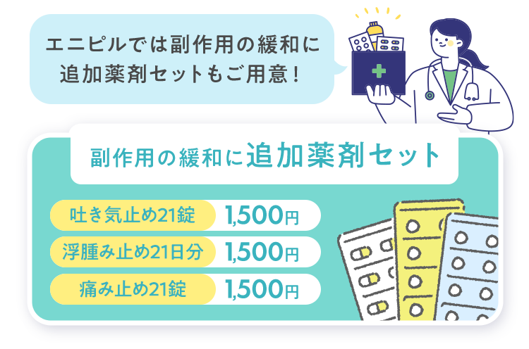 副作用の緩和に追加薬剤セット