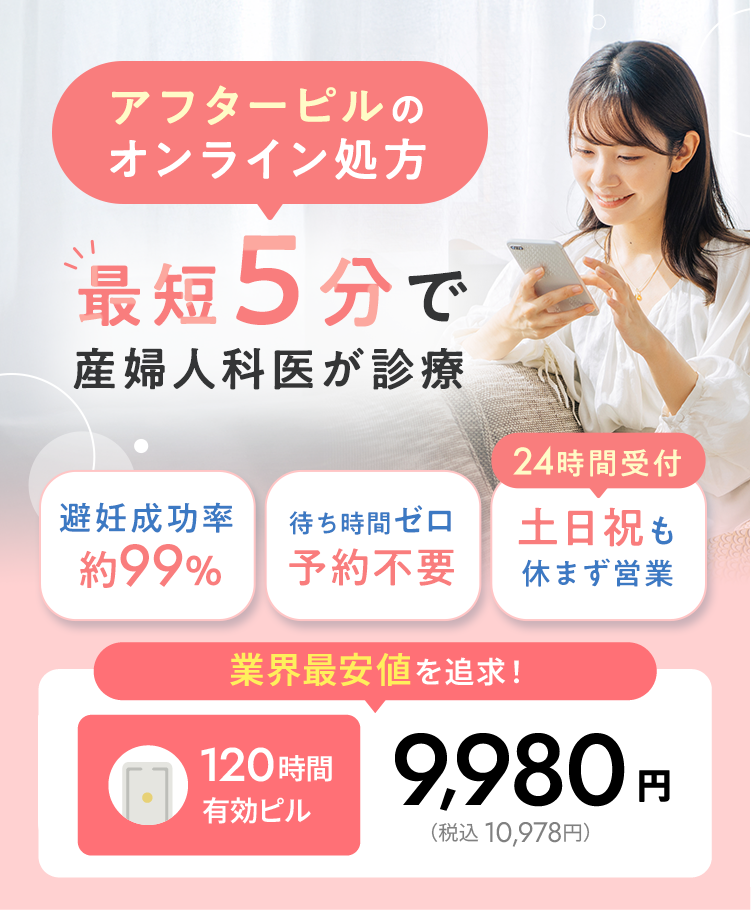 アフターピルのオンライン処方最短5分で産婦人科医が診療