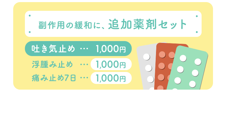 副作用の緩和に、追加薬剤セット 吐き気止め1,000円