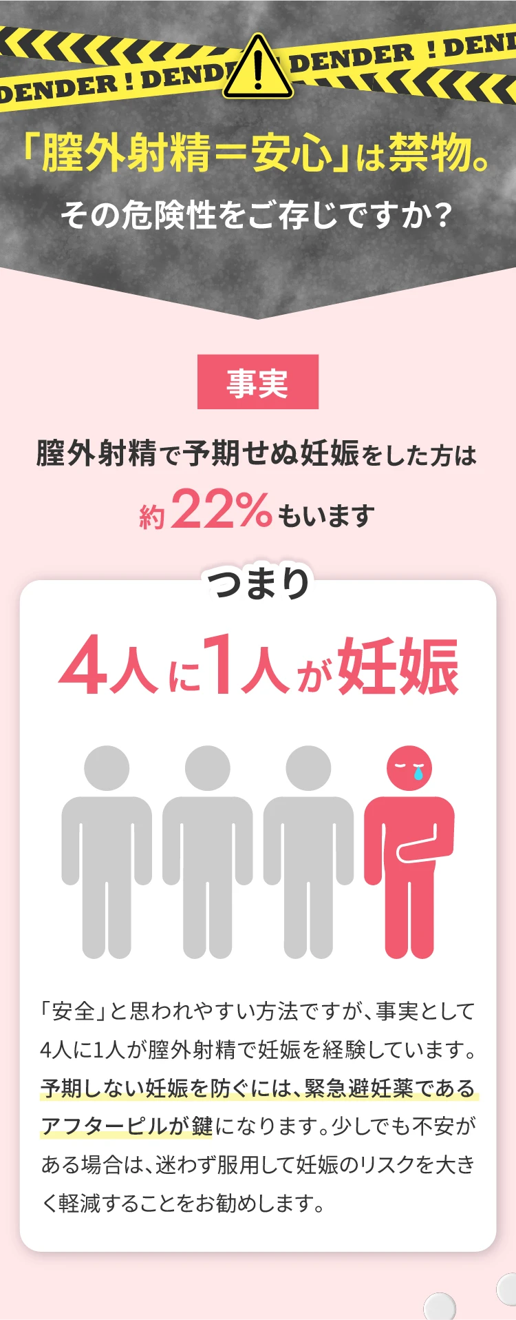 「膣外射精＝安心」は禁物。4人に1人が妊娠
