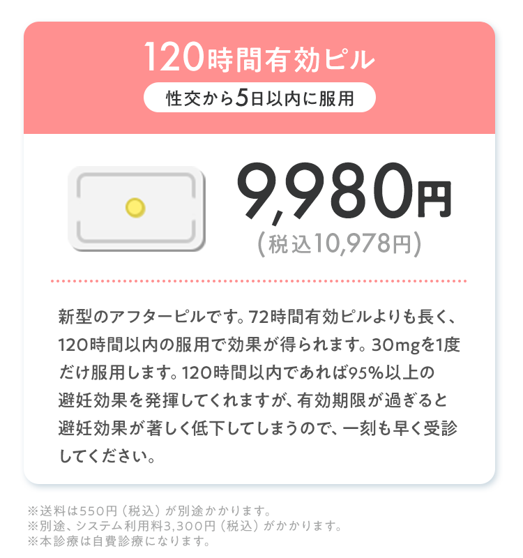 120時間有効ピル 9,980円(税込10,978円)