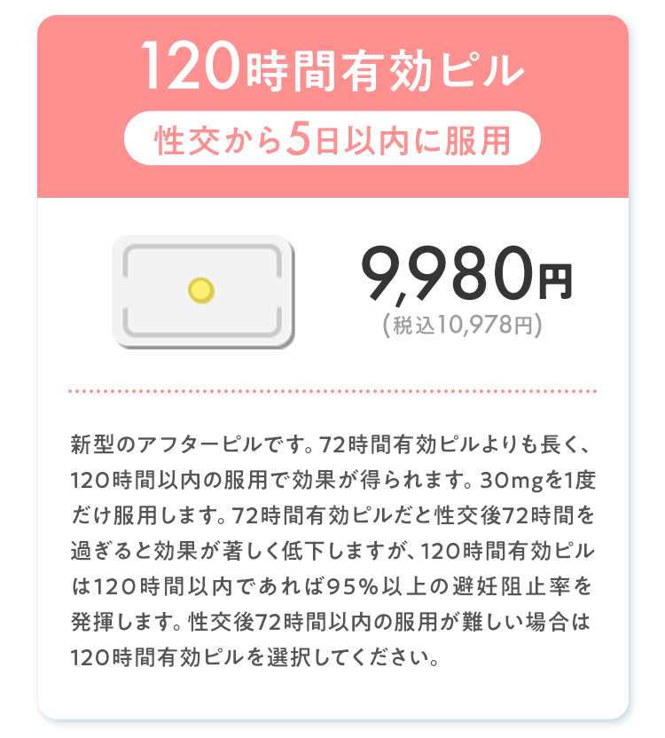 120時間有効ピル 9,980円(税込10,978円)