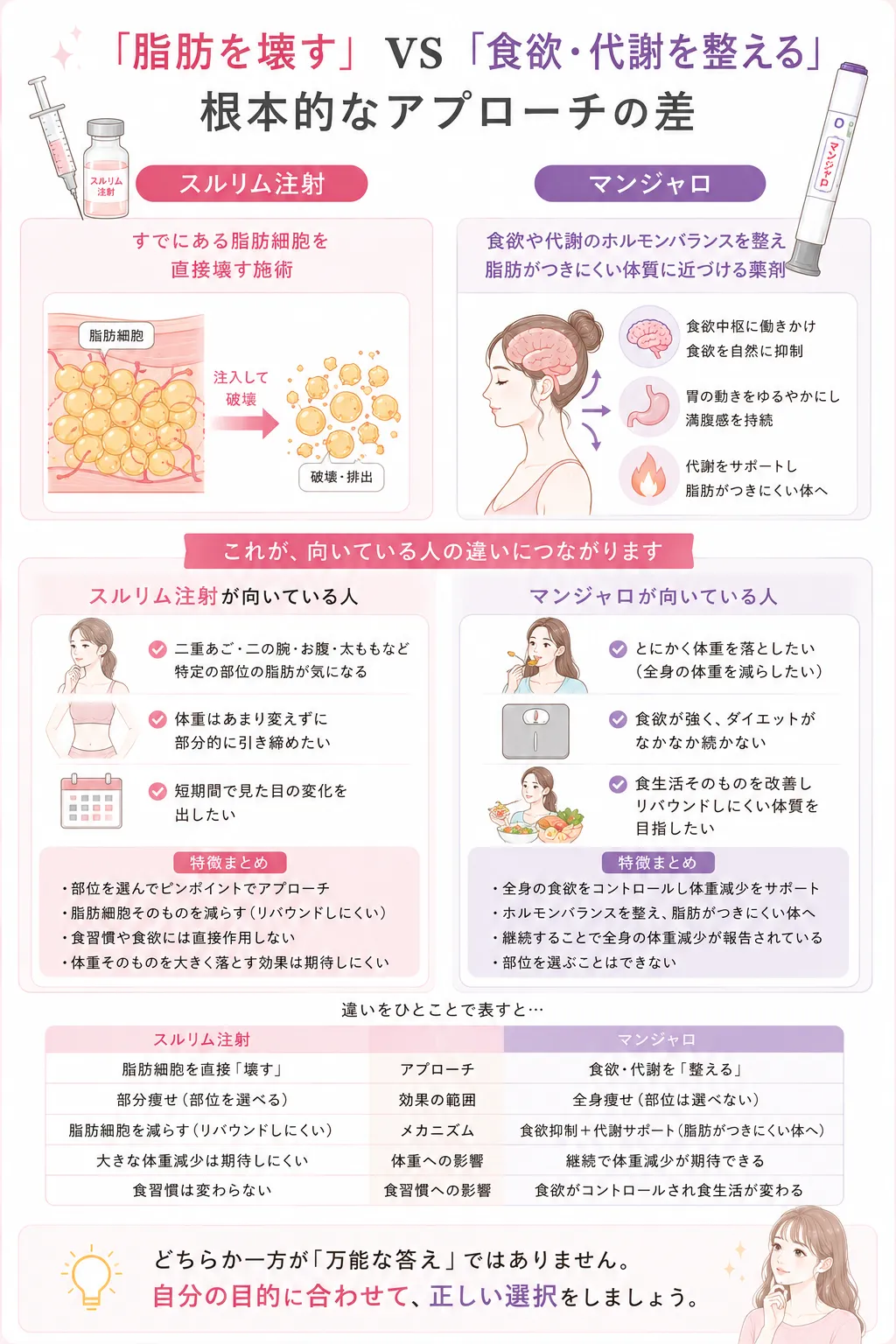 スルリム注射とマンジャロ 根本的なアプローチ
